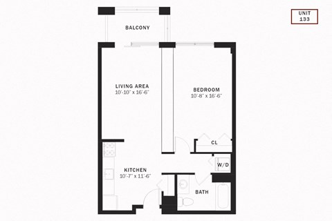 Floor plan for studio, 1 bath, 674 sqft
